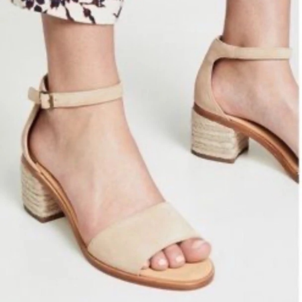 Soludos Anthropologie Capri Espadrilles Block Heel Tan Suede Women’s Size 8.5